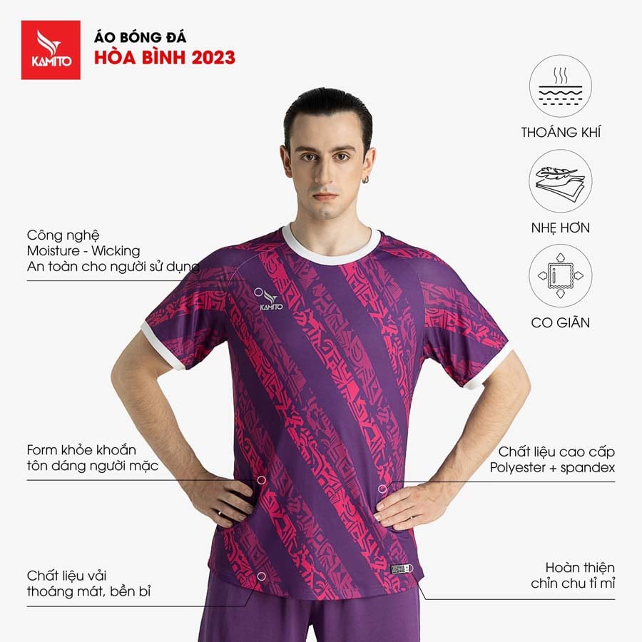 Chi tiết chất liệu bộ quần áo bóng đá thi đấu câu lạc bộ hòa bình 2023
